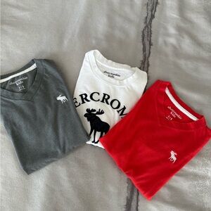 abercrombie kids Gray, White & Red Tee Set with Moose Logos
